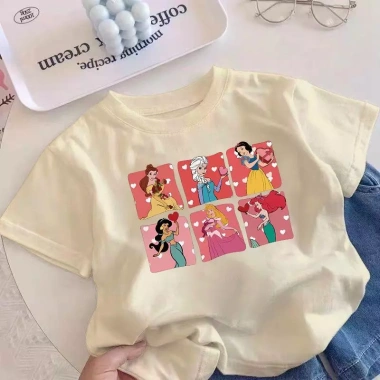 Áo hình in tròn cổ thời trang bé gái cotton thoáng mát tay ngắn giá 143.332 VND 9