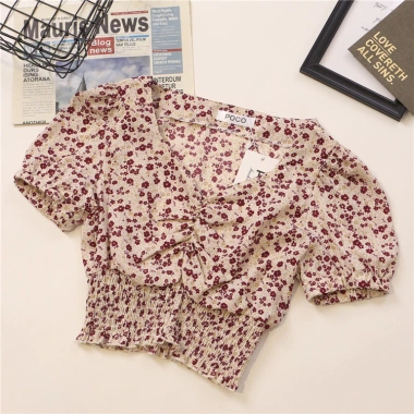 Áo hoa nhí croptop rúm ngực sexy, giảm giá 131.100 VND, trẻ trung, chất liệu thoáng mát 3