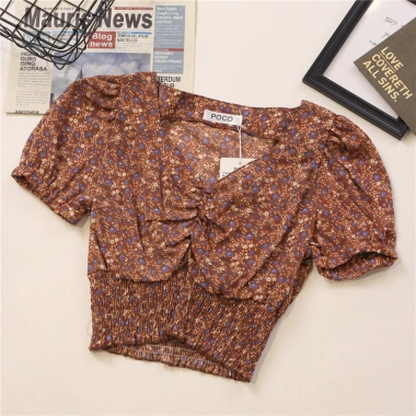Áo hoa nhí croptop rúm ngực sexy, giảm giá 131.100 VND, trẻ trung, chất liệu thoáng mát 4
