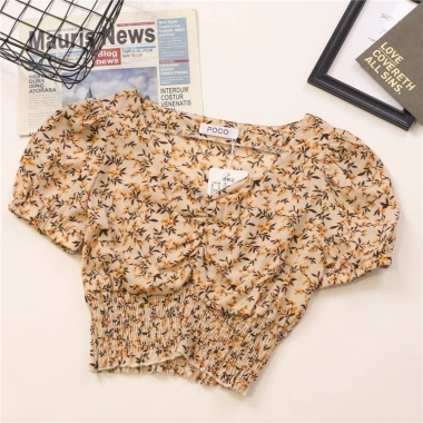Áo hoa nhí croptop rúm ngực sexy, giảm giá 131.100 VND, trẻ trung, chất liệu thoáng mát 7