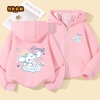 Áo Hoodie Bé Gái Dây Kéo Lót Lông Cừu Có Túi - In Hình Dễ Thương Mùa Thu Đông 7
