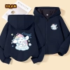 Áo Hoodie Bé Gái Dây Kéo Lót Lông Cừu Có Túi - In Hình Dễ Thương Mùa Thu Đông 8