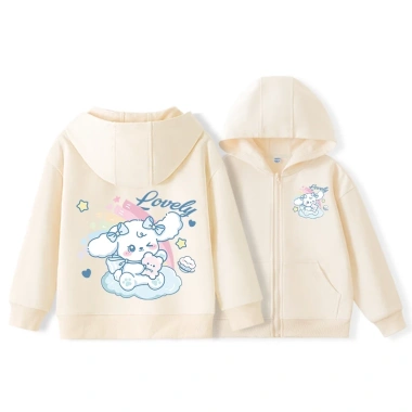 Áo Hoodie bé gái dây kéo, túi tiện, in thỏ dễ thương - Giá 225.100₫