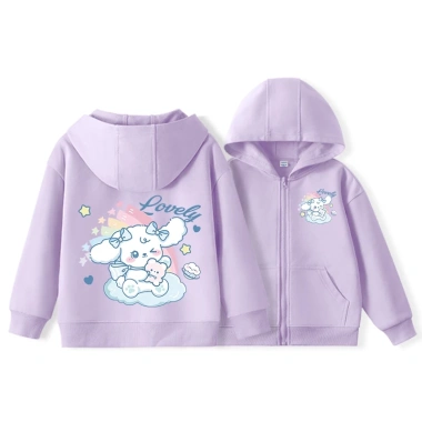 Áo Hoodie bé gái dây kéo, túi tiện, in thỏ dễ thương - Giá 225.100₫