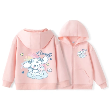 Áo Hoodie bé gái dây kéo, túi tiện, in thỏ dễ thương - Giá 225.100₫