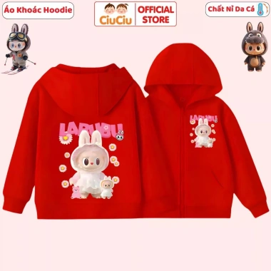 Áo Hoodie bé gái Labubu dễ thương, nỉ da cá mềm mại, giữ ấm, giảm còn 175k