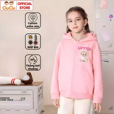 Áo Hoodie bé gái Labubu dễ thương, nỉ da cá mềm mại, giữ ấm, giảm còn 175k 7