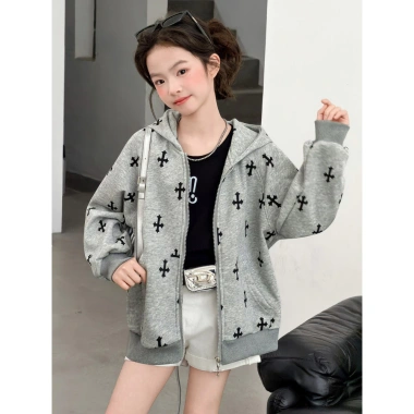 Áo hoodie bé gái mùa xuân thu 2.026 - Cardigan len Hàn Quốc, mũ trùm đầu, thời trang giảm giá 602.208 VND 7