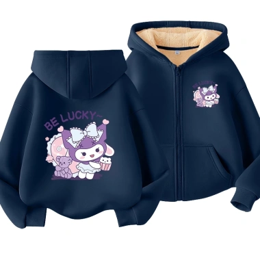 Áo Hoodie bé gái nỉ lông cừu trẻ em, thiết kế dễ thương, túi in Kuromi – 350.000₫ 9