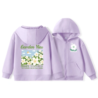 Áo Hoodie bé gái trẻ em dây kéo đơn giản thời trang, in hoa, có túi - Giá chỉ 250.000₫ 2