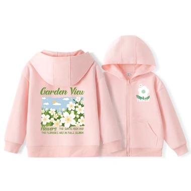 Áo Hoodie bé gái trẻ em dây kéo đơn giản thời trang, in hoa, có túi - Giá chỉ 250.000₫ 3