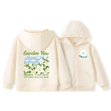 Áo Hoodie bé gái trẻ em dây kéo đơn giản thời trang, in hoa, có túi - Giá chỉ 250.000₫ 5