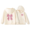 Áo Hoodie bé gái trẻ em dây kéo, thiết kế đơn giản thời trang, túi in nơ - 250k 6