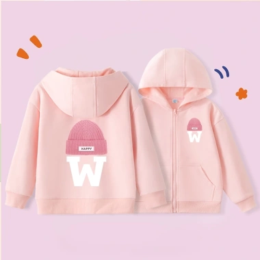Áo Hoodie bé gái unisex form rộng mũ trùm zip, nỉ bông cotton ấm áp - 250k
