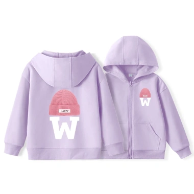 Áo Hoodie bé gái unisex form rộng mũ trùm zip, nỉ bông cotton ấm áp - 250k