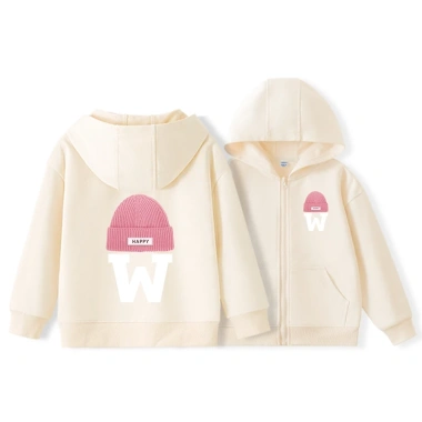 Áo Hoodie bé gái unisex form rộng mũ trùm zip, nỉ bông cotton ấm áp - 250k