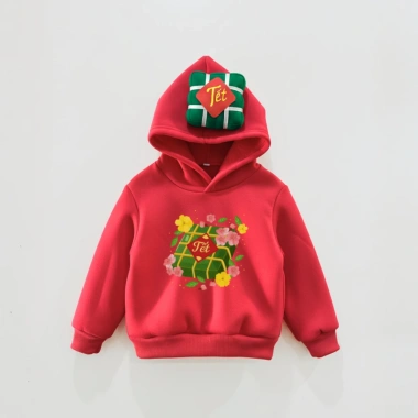 Áo hoodie bé mũ bánh chưng bánh tét pháo dưa hấu lì xì Đón Tết 2.026 cho 1‑9 tuổi