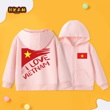 Áo Hoodie Bé Trai Dây Kéo Thoáng Khí, Thoải Mái, Túi In Cờ Việt Nam - 250.000đ 2