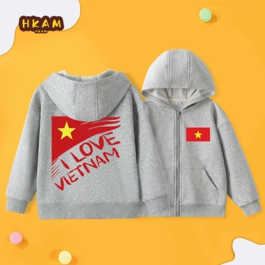 Áo Hoodie Bé Trai Dây Kéo Thoáng Khí, Thoải Mái, Túi In Cờ Việt Nam - 250.000đ 4