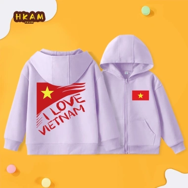 Áo Hoodie Bé Trai Dây Kéo Thoáng Khí, Thoải Mái, Túi In Cờ Việt Nam - 250.000đ 5