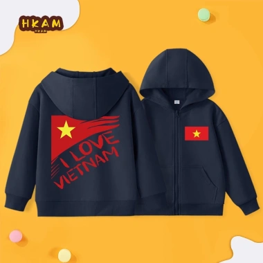 Áo Hoodie Bé Trai Dây Kéo Thoáng Khí, Thoải Mái, Túi In Cờ Việt Nam - 250.000đ 6