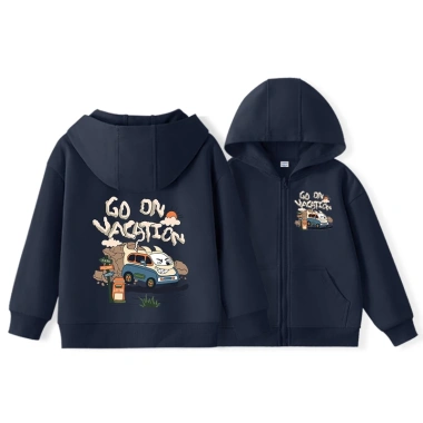 Áo Hoodie Bé Trai Dây Kéo Trẻ Em - Đơn Giản Thời Trang, Túi Đựng & In Xe Hơi 6