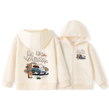Áo Hoodie Bé Trai Dây Kéo Trẻ Em - Đơn Giản Thời Trang, Túi Đựng & In Xe Hơi 9