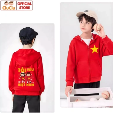 Áo Hoodie Bé Trai Gái Hình Tôi Yêu Việt Nam CIUCIU KID Nỉ Da Cá Mềm Mịn Giữ Ấm 2