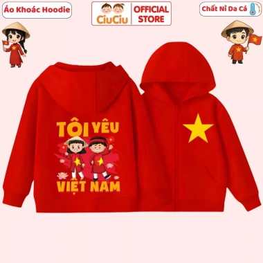 Áo Hoodie Bé Trai Gái Hình Tôi Yêu Việt Nam CIUCIU KID Nỉ Da Cá Mềm Mịn Giữ Ấm 10