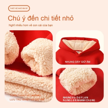 Áo Hoodie bé trai mũ trùm đầu, nỉ lông cừu giữ nhiệt, in hình Spaceman - 270.000đ 5