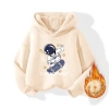 Áo Hoodie bé trai mũ trùm đầu, nỉ lông cừu giữ nhiệt, in hình Spaceman - 270.000đ 9