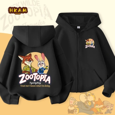 Áo Hoodie Bé Trai Trẻ Em Dây Kéo Đơn Giản Có Túi In Zootopia - Giá 250.000đ