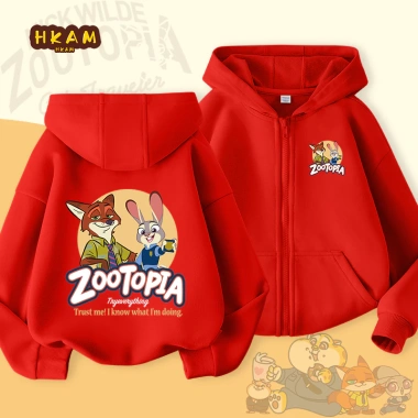 Áo Hoodie Bé Trai Trẻ Em Dây Kéo Đơn Giản Có Túi In Zootopia - Giá 250.000đ