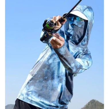 Áo hoodie câu cá ngoài trời có nắp che mặt, chống nắng, thoải mái - 151.200₫ 6