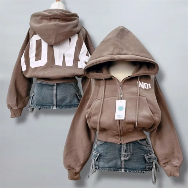 Áo Hoodie Croptop Nữ NO1 Form Rộng, Nỉ Dày Dặn, Streetwear Cá Tính - 175.500 VND