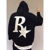 Áo hoodie in chữ R ngôi sao nỉ bông siêu mềm mịn, ấm unisex, cặp đôi mùa đông đi chơi du lịch, phong cách trẻ trung điểm nhấn