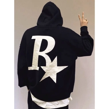 Áo hoodie in chữ R ngôi sao nỉ bông siêu mềm mịn, ấm unisex, cặp đôi mùa đông đi chơi du lịch, phong cách trẻ trung điểm nhấn