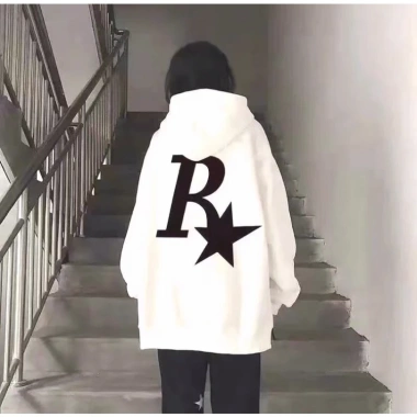 Áo hoodie in chữ R ngôi sao nỉ bông siêu mềm mịn, ấm unisex, cặp đôi mùa đông đi chơi du lịch, phong cách trẻ trung điểm nhấn