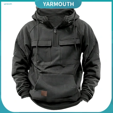 Áo hoodie nam dáng rộng, túi nửa dây kéo, thời trang thu đông - giảm 16%