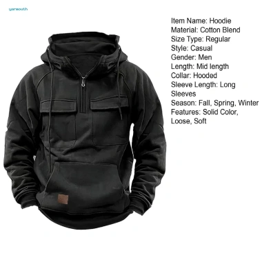 Áo hoodie nam dáng rộng, túi nửa dây kéo, thời trang thu đông - giảm 16% 3 Áo hoodie nam dáng rộng, túi nửa dây kéo, thời trang thu đông - giảm 16% 3