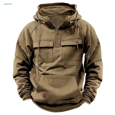 Áo hoodie nam dáng rộng, túi nửa dây kéo, thời trang thu đông - giảm 16%