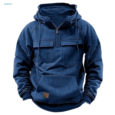 Áo hoodie nam dáng rộng, túi nửa dây kéo, thời trang thu đông - giảm 16%