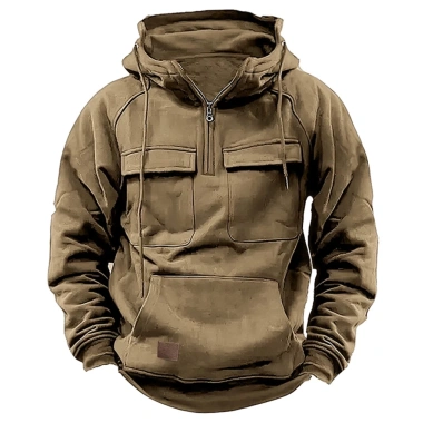 Áo hoodie nam dáng rộng, túi nửa dây kéo, thời trang thu đông - giảm 16%