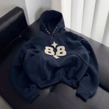 Áo Hoodie Nam Nữ Boxy Chất Nỉ Dày, Nút Bấm Cổ, Thêu Dập Số Nổi Bật - Giá 198.850 VND 7