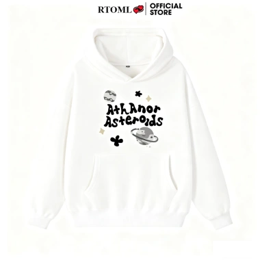 Áo Hoodie Nam Nữ Dáng Rộng Nỉ Bông 350GSM 100% Cotton Xám Tiêu RTOML Giá 69k