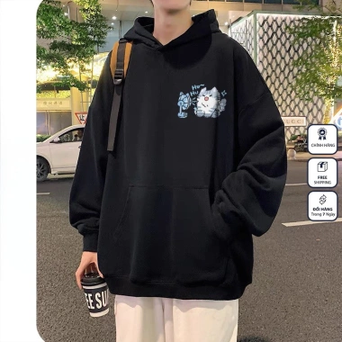 Áo hoodie nam nữ form rộng 2.025 - Hình hoạt hình dễ thương, vải cao cấp RTOML, chỉ 99k 4