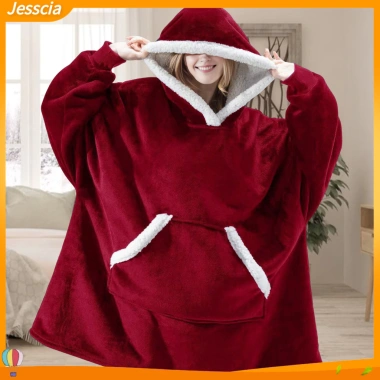 Áo Hoodie nam rộng vừa vặn mùa đông ấm cúng, túi lớn cặp đôi, lông cừu san hô, giá 488k 4