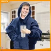 Áo Hoodie nam rộng vừa vặn mùa đông ấm cúng, túi lớn cặp đôi, lông cừu san hô, giá 488k 7