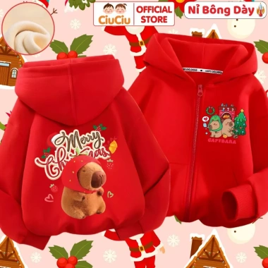 Áo Hoodie Nỉ Bông Noel Capybara Dễ Thương - Vải Mềm Ấm Giữ Nhiệt, Giá 214k 3