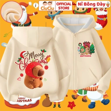 Áo Hoodie Nỉ Bông Noel Capybara Dễ Thương - Vải Mềm Ấm Giữ Nhiệt, Giá 214k 4
